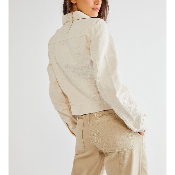 Free People Rumors Cream Denim Jacket, Medium, NWT - Picture 3 of 7